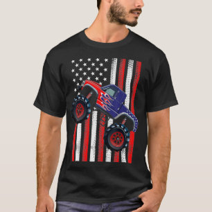 T-shirt USA American Flag Monster Truck 4 juillet Patrio