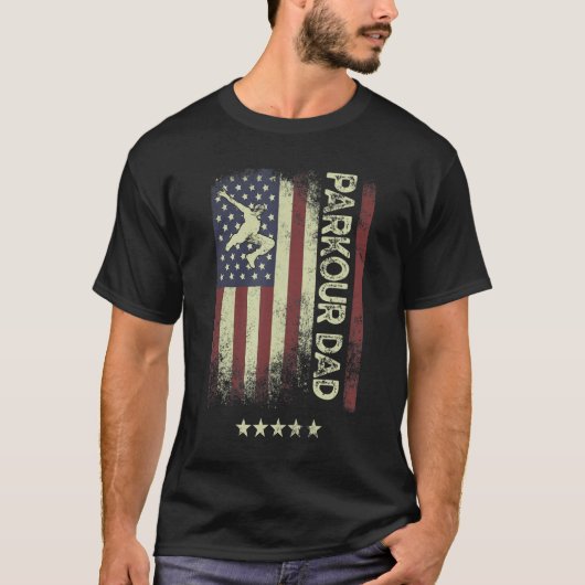 T-shirt USA American Flag  Parkour Dad 1 (Devant)
