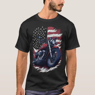 T-shirt USA American Flag Rider Motorcycle Veteran Biker