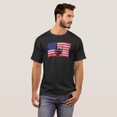 T-shirt USA American Flag With Rocker Skeleton Hand  1 (Devant entier)