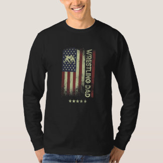 T-shirt USA American Flag  Wrestling Dad  1