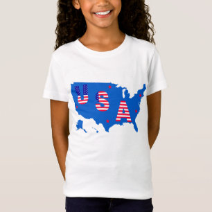 T-Shirt USA American Patriotic Map/ Drapeau Étoiles et ray