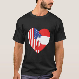T-shirt USA and Austria Flags Heart
