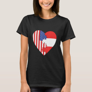 T-shirt USA and Austria Flags Heart