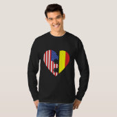 T-shirt USA and Belgium Flags Heart (Devant entier)