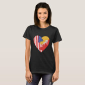 T-shirt USA and Bhutan Flags Heart (Devant entier)