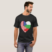T-shirt USA and Bulgaria Flags Heart (Devant entier)