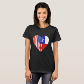 T-shirt USA and Chile Flags Heart (Devant entier)