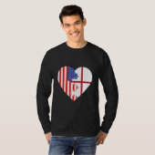 T-shirt USA and England Flags Heart (Devant entier)