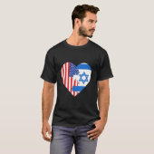 T-shirt USA and Israel Flags Heart (Devant entier)
