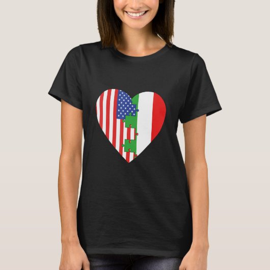 T-shirt USA and Italy Flags Heart (Devant)