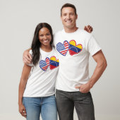 T-shirt USA and Venezuela Flag Hearts (Unisexe)