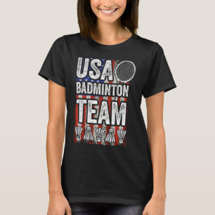 T-shirt Usa Badminton Team American Flag Funny Badminton F