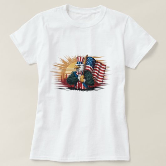 T-shirt usa Bald Eagle als een Uncle Sam Outfit is (Design voorkant)