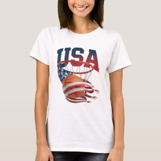 T-shirt USA Basketball Shirt, Patriotic American Flag Hoop