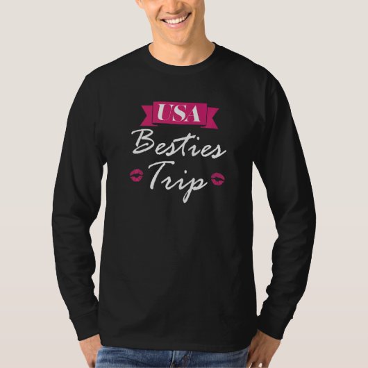 T-shirt USA besties trip traveling (Devant)