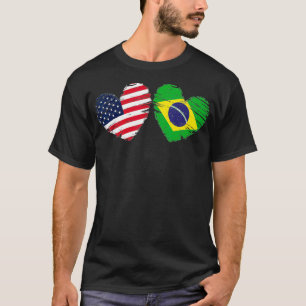 T-shirt USA Brésil Drapeau Coeur Valentines Jour Brésil Am