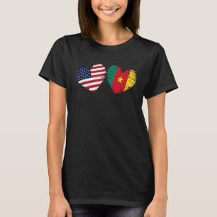 T-shirt USA Cameroun Drapeau Coeur Valentines Jour Camerou