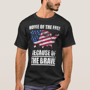 T-shirt Usa Carte Accueil De La Liberté À Cause Du Brave A