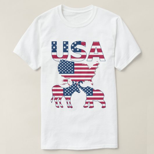 T-shirt USA Carte Donkey Elephant sur le drapeau Élections (Design devant)
