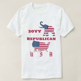 T-shirt USA Carte du drapeau Parti républicain Eléphant Él