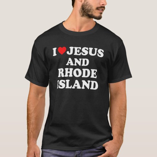 T-shirt Usa Carte Fier Chrétien J'Aime Jésus Et Rhode Est (Devant)