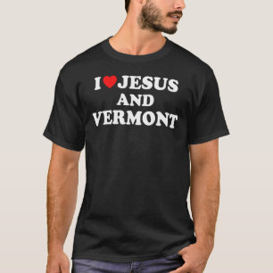 T-shirt Usa Carte Fier Christian I Love Jesus Et Vermont
