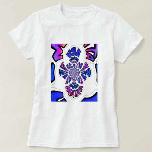 T-shirt USA Celebration : Lovely Fun Text Dynamic Art (Design devant)