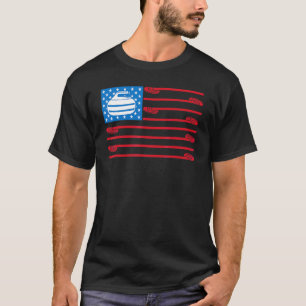 T-shirt Usa Curler Broom Sports 4 juillet Drapeau américai
