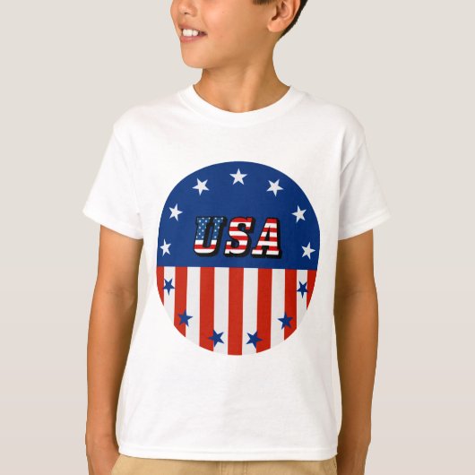 T-shirt USA - Drapeau américain et étoiles en Chemise Cerc (Devant)