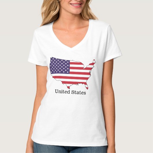 T-shirt USA Drapeau et carte Souvenir Design (Devant)