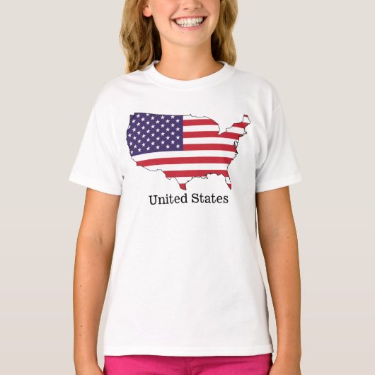 T-shirt USA Drapeau et carte Souvenir Design (Devant)