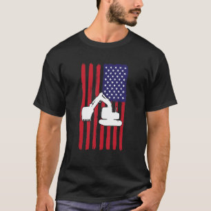 T-shirt USA Drapeau Excavateur Amérique Équipement de cons