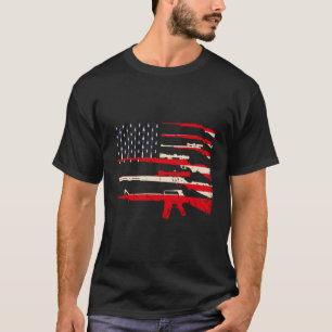 T-shirt Usa Drapeau Fusils Armes 2A Amendement Pères