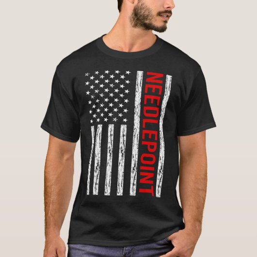 T-shirt USA Drapeau Needlepoint Canvas (Devant)
