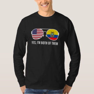 T-shirt Usa Ecuador Lunettes de soleil drapeau Equatoriens