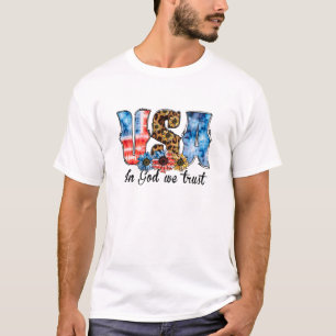 T-shirt USA En Dieu, nous faisons confiance Christian