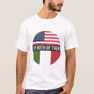 T-SHIRT USA ET ITALIE DRAPEAUX JE SUIS TOUS LES DEUX