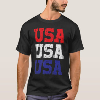 T-shirt USA Famille de jumelage rouge blanc et bleu 4 juil