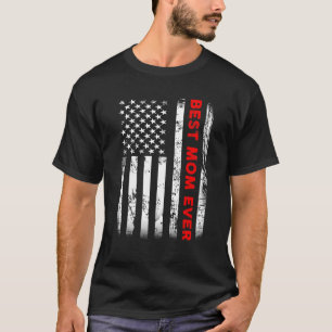 T-shirt Usa Femme Meilleure Maman Jamais American Drapeau