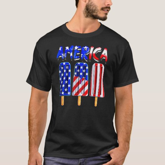 T-shirt USA Flag America Cream Popsicle Patriotique 4e De  (Devant)