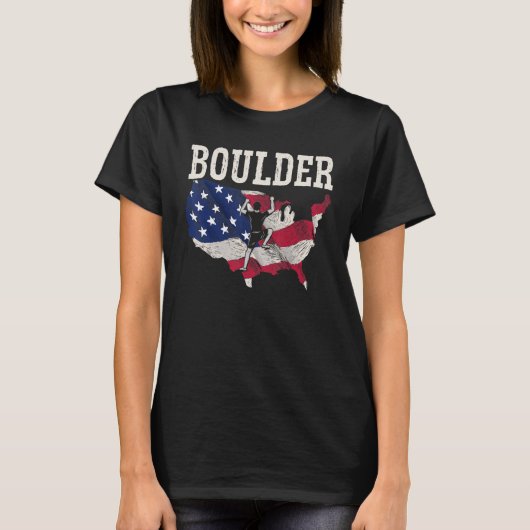 T-shirt USA Flag American Boulderer Rock Climbing Boulderi (Devant)