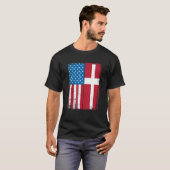 T-shirt USA Flag Denmark Danish (Devant entier)