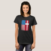 T-shirt USA Flag Denmark Danish   (Devant entier)