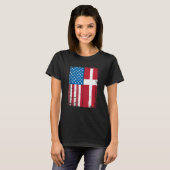 T-shirt USA Flag Denmark Danish (Devant entier)