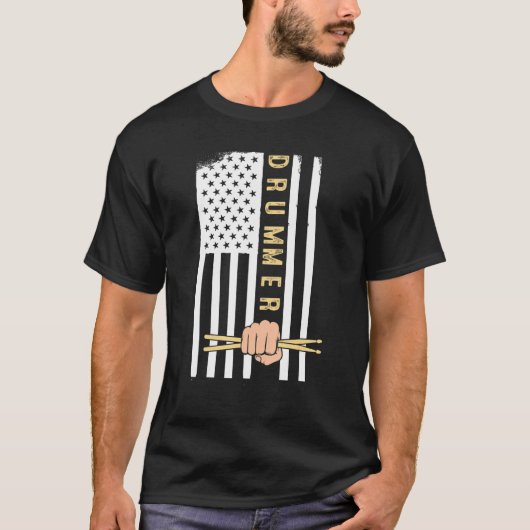 T-shirt Usa Flag Drum Sticks Cool Patriotic American Drumm (Devant)