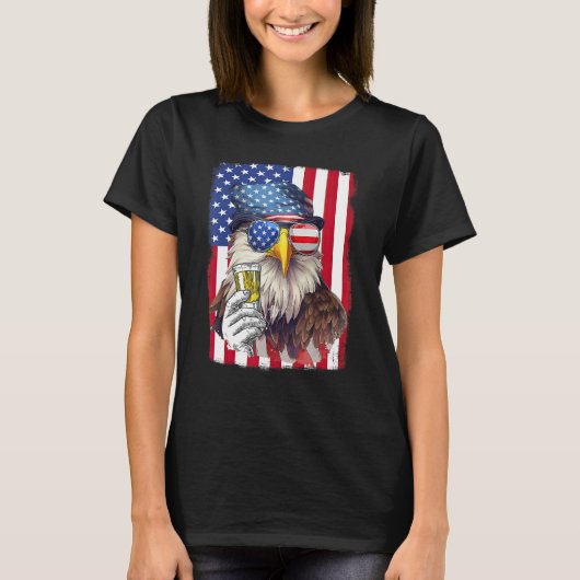 T-shirt USA Flag Patriotic Eagle Sunglasses 4th Of July Be (Devant)