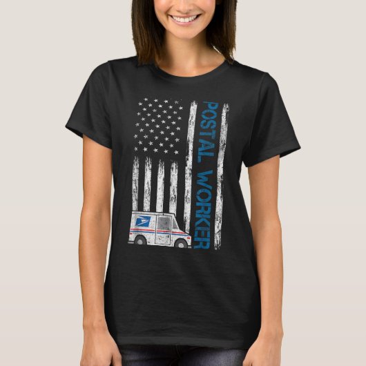 T-shirt Usa Flag Patriotic Stal Worker Mailman Mail Lady N (Devant)