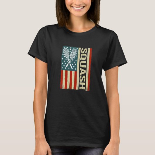 T-shirt USA Flag squash rackets for playing squash (Devant)