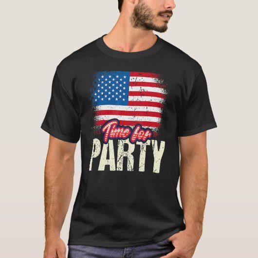 T-shirt Usa Flag Time Pour Parti Patriotique Américain Et (Devant)